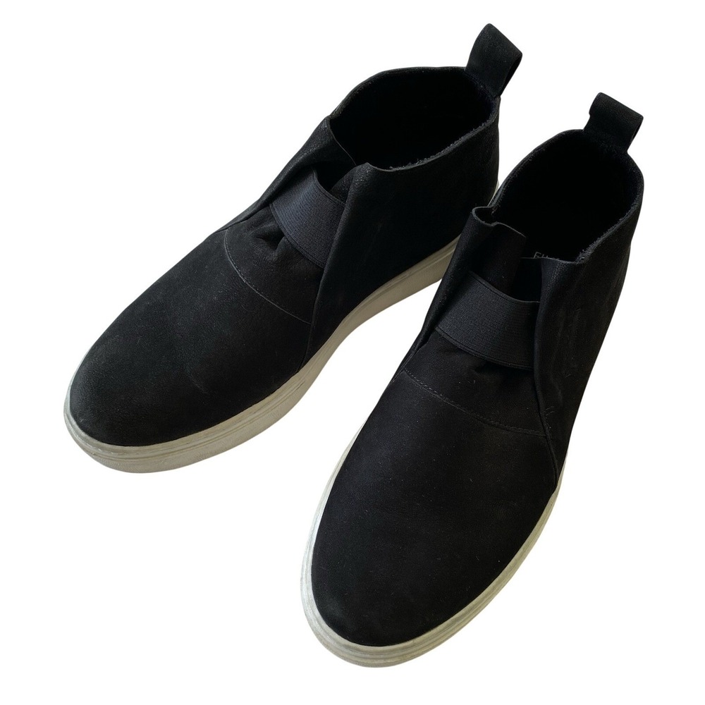 Eileen Fisher Greta Sneaker Booties Womens 8.5 Black Nubuck Leather Shoes Casual
